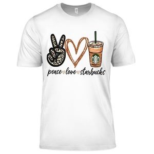 CUTE SHIRTS PEACE LOVE STARBUCKS UNISEX T SHIRT